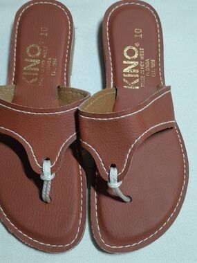 Kino Leather-Tone Brown Women's Slide Sandals